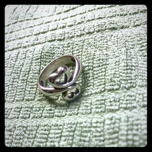 James Avery double heart silver ring